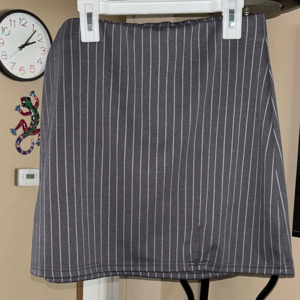 SO Charcoal Pinstripe Mini Skirt
